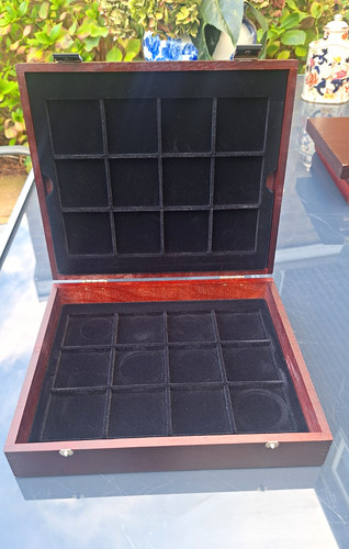 Wooden coin display case - coin, 24