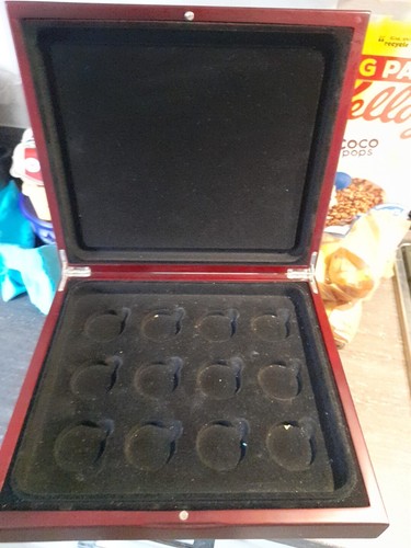 Wooden coin display case - coin,