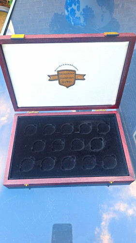 Wood coin display case with - wood,